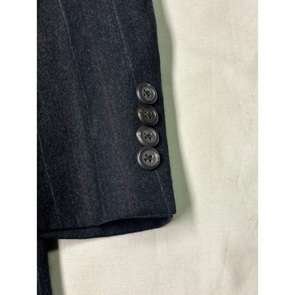 Vintage Polo University Club Ralph Lauren Pinstripe Wool Blazer Charcoal 44R‎